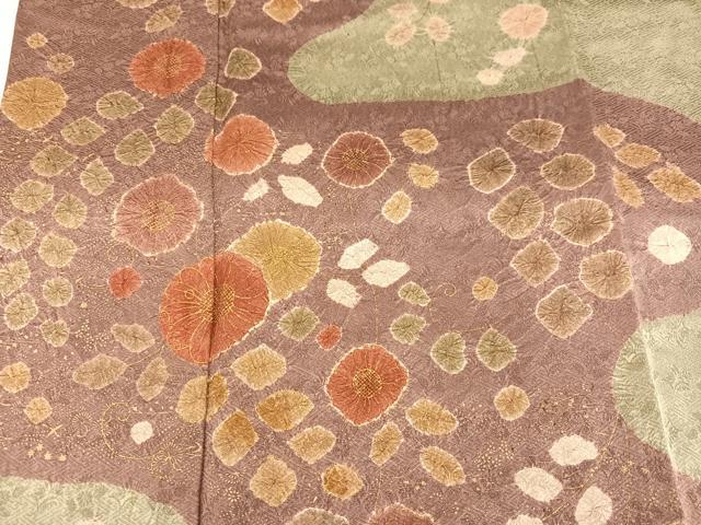 平和屋着物●訪問着　絞り　霞花文　金彩　正絹　逸品　AABC3337ph