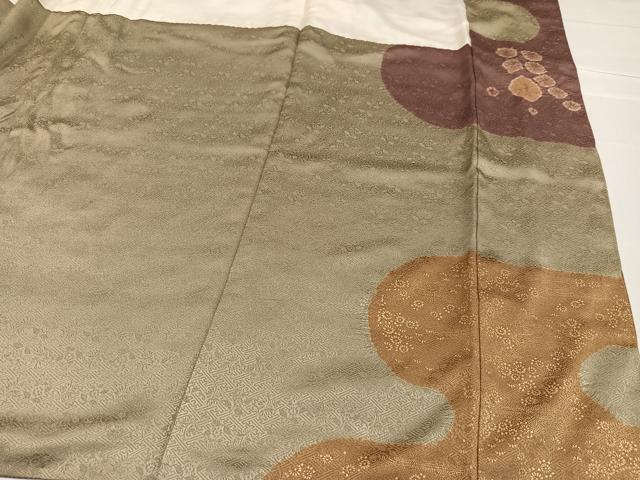 平和屋着物●訪問着　絞り　霞花文　金彩　正絹　逸品　AABC3337ph