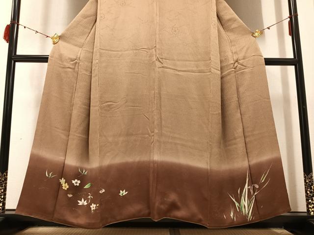平和屋着物●色留訪問着　草花文　暈し染め　正絹　逸品　AABC3338ph