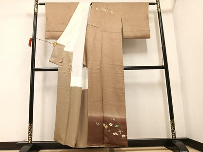 平和屋着物●色留訪問着　草花文　暈し染め　正絹　逸品　AABC3338ph