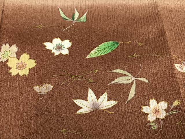 平和屋着物●色留訪問着　草花文　暈し染め　正絹　逸品　AABC3338ph