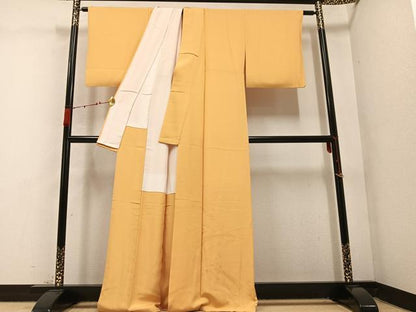 平和屋着物●豪華色留袖　竜田川　色無地　萱草色　正絹　逸品　AABC3342ph