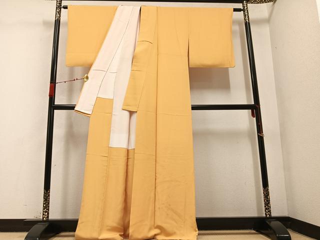 平和屋着物●豪華色留袖　竜田川　色無地　萱草色　正絹　逸品　AABC3342ph