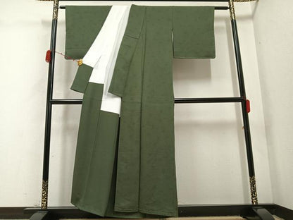 平和屋着物●上質な色無地　花唐草地紋　媚茶色　正絹　逸品　AABC3344ph