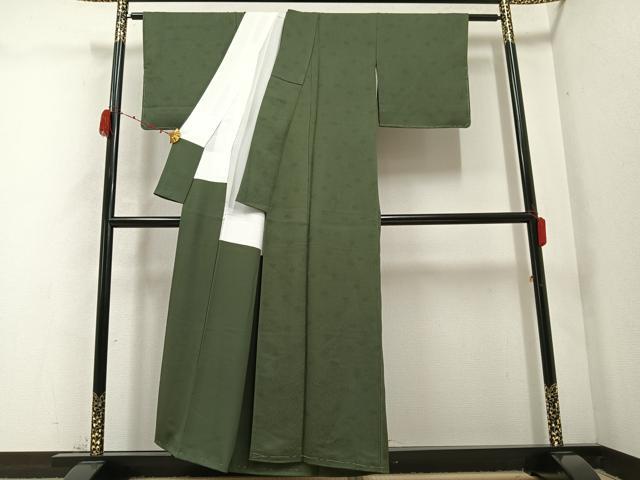 平和屋着物●上質な色無地　花唐草地紋　媚茶色　正絹　逸品　AABC3344ph
