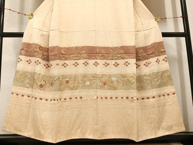 平和屋着物●訪問着 絞り 刺繍 枝花文 金彩 正絹 逸品 未使用 AABC3345ph