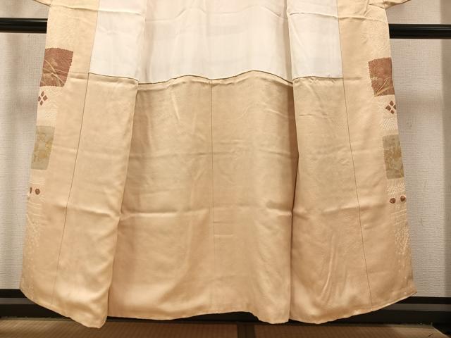 平和屋着物●訪問着 絞り 刺繍 枝花文 金彩 正絹 逸品 未使用 AABC3345ph