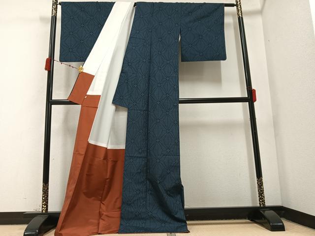 平和屋着物●本場大島紬　一元7マルキ　麻の葉文様　西武百貨店扱い　正絹　逸品　AABC3362ph