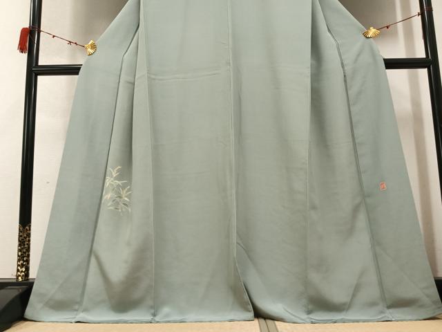 平和屋着物●色留訪問着　友禅　作家物　草花文　正絹　逸品　AABC3366ph