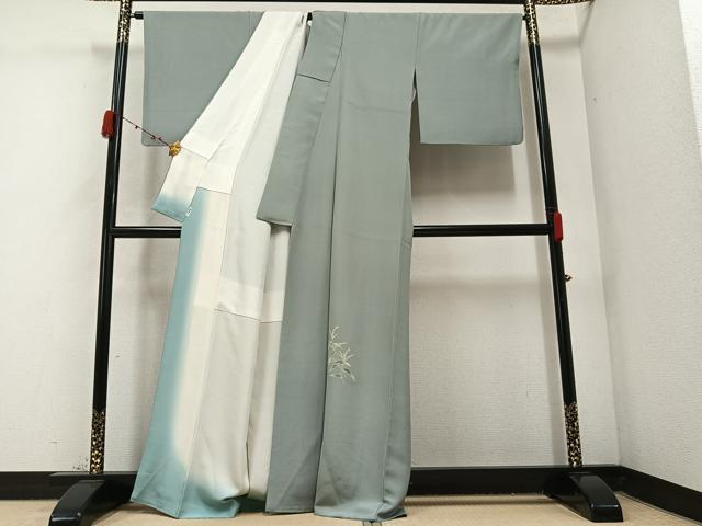 平和屋着物●色留訪問着　友禅　作家物　草花文　正絹　逸品　AABC3366ph