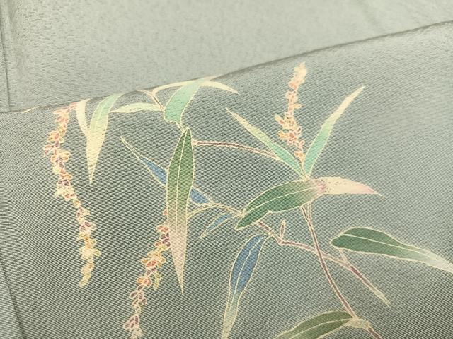 平和屋着物●色留訪問着　友禅　作家物　草花文　正絹　逸品　AABC3366ph