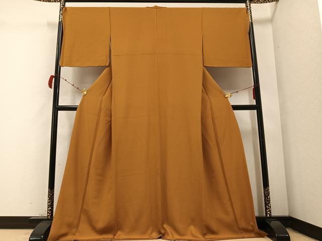 平和屋着物●上質な色無地　狐色　正絹　逸品　AABC3367ph