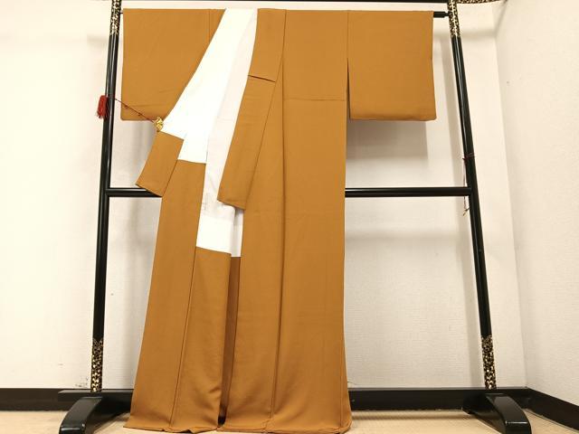 平和屋着物●上質な色無地　狐色　正絹　逸品　AABC3367ph