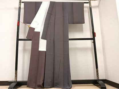 平和屋着物●上質な小紋 間道 正絹 逸品 AABC3369ph