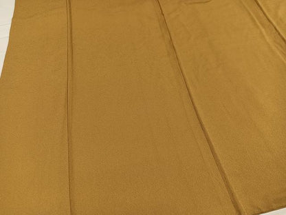 平和屋着物●上質な色無地 黄土色 正絹 逸品 AABC3373ph