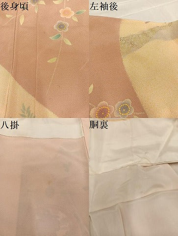 平和屋着物●訪問着 駒刺繍 慶彩小袖 枝花文 金彩 正絹 逸品 AABC3379ph