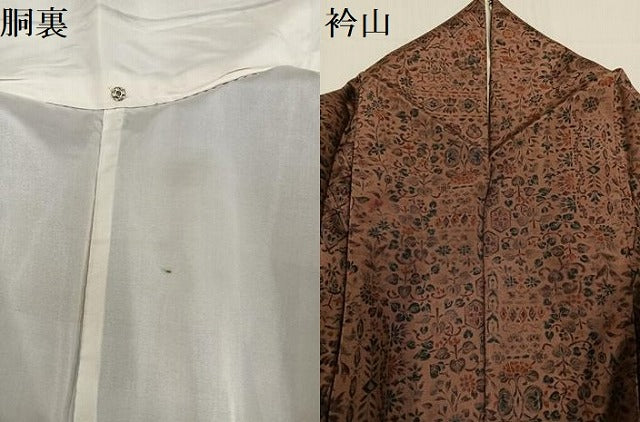 平和屋着物●上質な小紋　紬地　花唐草文　正絹　逸品　AABC3386ph