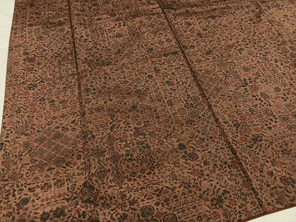 平和屋着物●上質な小紋　紬地　花唐草文　正絹　逸品　AABC3386ph