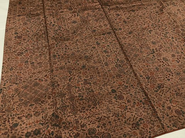 平和屋着物●上質な小紋　紬地　花唐草文　正絹　逸品　AABC3386ph