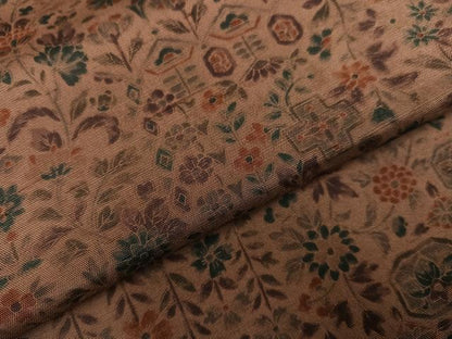 平和屋着物●上質な小紋　紬地　花唐草文　正絹　逸品　AABC3386ph