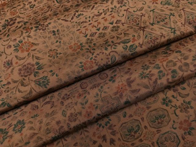 平和屋着物●上質な小紋　紬地　花唐草文　正絹　逸品　AABC3386ph