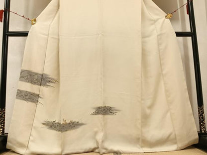 平和屋着物●訪問着　手描き　駒刺繍　草花文　暈し染め　金彩　正絹　逸品　AABC3390ph