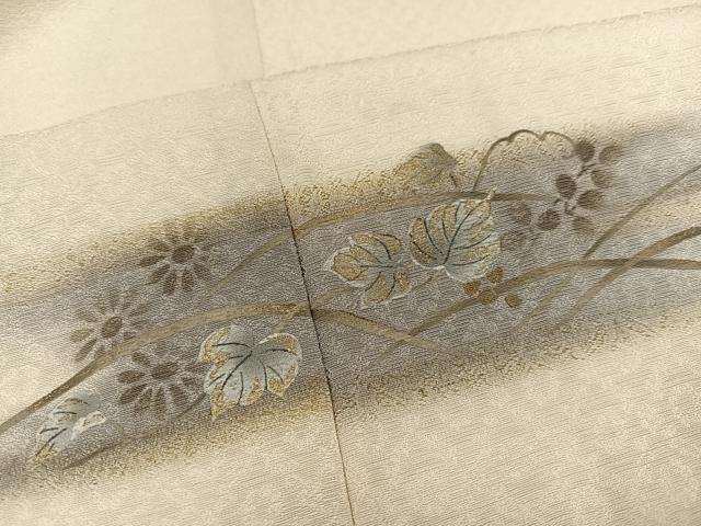 平和屋着物●訪問着　手描き　駒刺繍　草花文　暈し染め　金彩　正絹　逸品　AABC3390ph