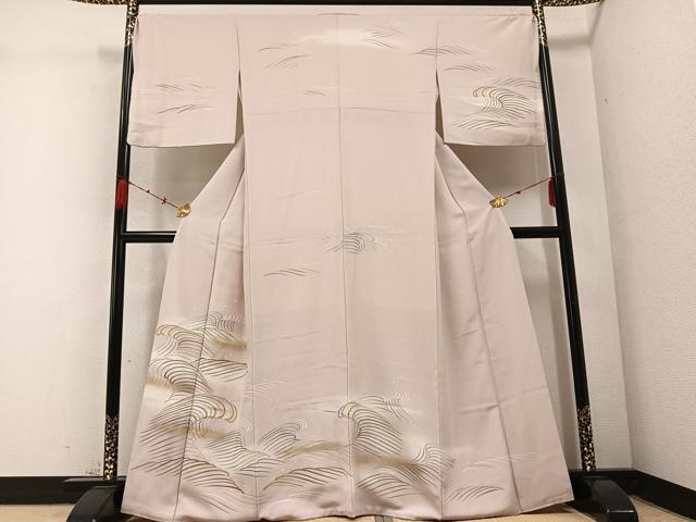 平和屋着物●訪問着 駒刺繍 立波文 暈し染め 金彩 正絹 逸品 AABC3397ph