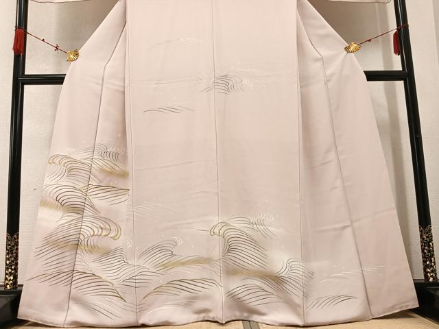 平和屋着物●訪問着 駒刺繍 立波文 暈し染め 金彩 正絹 逸品 AABC3397ph