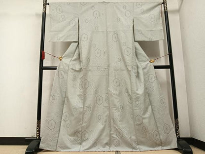平和屋着物●お召 亀甲文 正絹 逸品 AABC3400ph