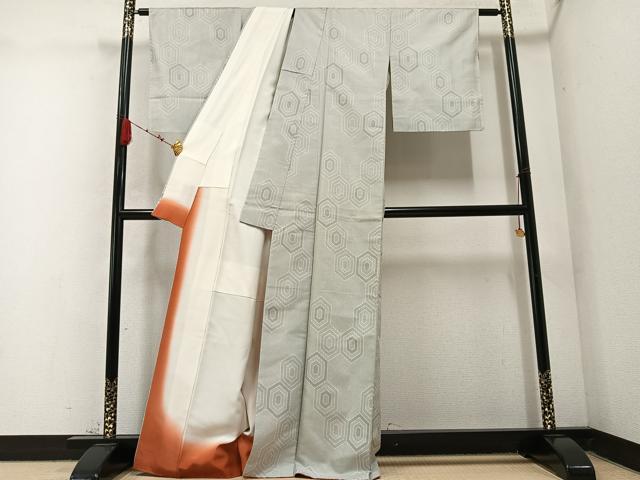 平和屋着物●お召 亀甲文 正絹 逸品 AABC3400ph