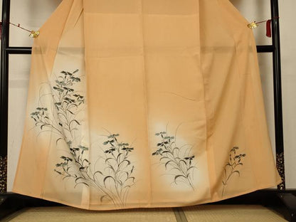 平和屋着物＊夏物 訪問着 絽 手描き 草花文 暈し染め 正絹 逸品 AABC3402jd