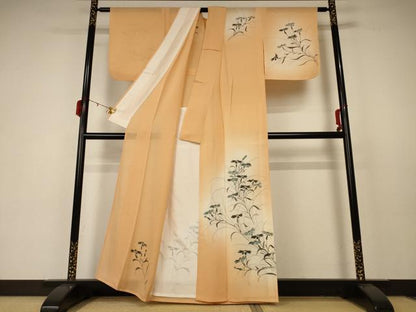 平和屋着物＊夏物 訪問着 絽 手描き 草花文 暈し染め 正絹 逸品 AABC3402jd
