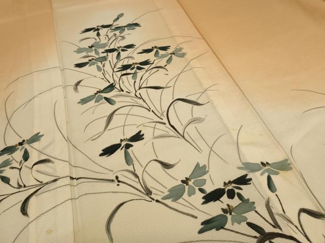 平和屋着物＊夏物 訪問着 絽 手描き 草花文 暈し染め 正絹 逸品 AABC3402jd