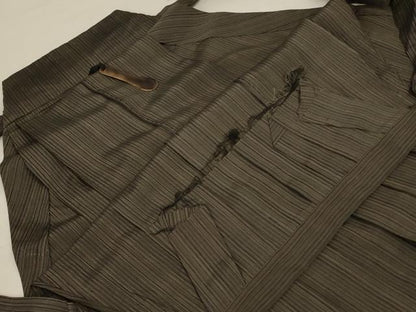 平和屋着物＊夏物 男性 行灯袴 紗 縞 正絹 逸品 AABC3408jd