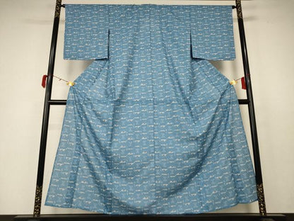 平和屋着物＊夏物 小紋 絽 幾何学文様 洗える着物 未使用 AABC3409jd