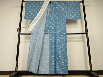 平和屋着物＊夏物 小紋 絽 幾何学文様 洗える着物 未使用 AABC3409jd