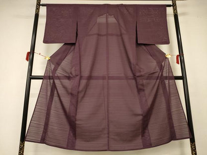 平和屋着物＊夏物 色無地 絽 紫鳶色 洗える着物 AABC3412jd