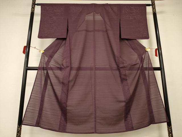 平和屋着物＊夏物 色無地 絽 紫鳶色 洗える着物 AABC3412jd