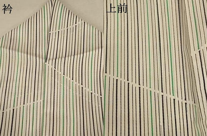 平和屋着物＊夏物 小紋 絽 縞 洗える着物 AABC3416jd
