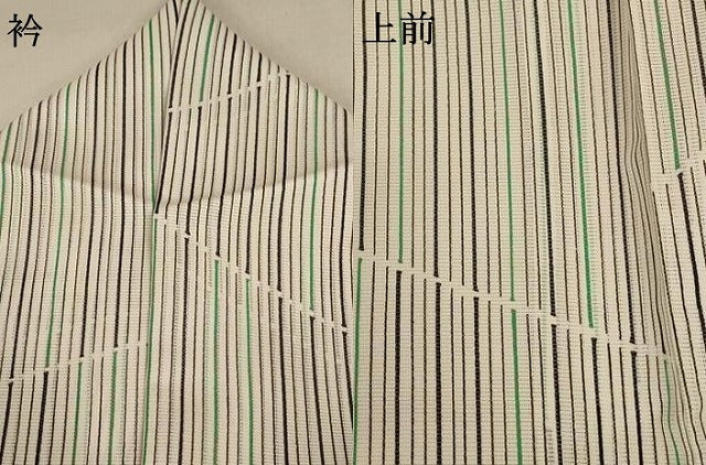 平和屋着物＊夏物 小紋 絽 縞 洗える着物 AABC3416jd