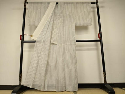 平和屋着物＊夏物 小紋 絽 縞 洗える着物 AABC3416jd