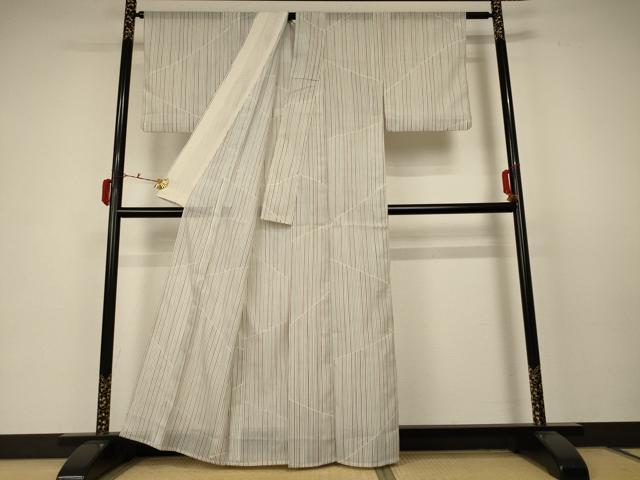 平和屋着物＊夏物 小紋 絽 縞 洗える着物 AABC3416jd
