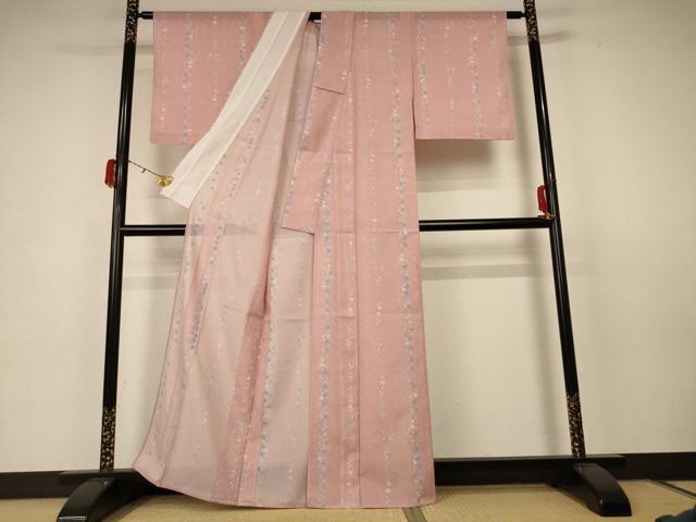 平和屋着物＊夏物 小紋 絽 草花間道 洗える着物 AABC3417jd
