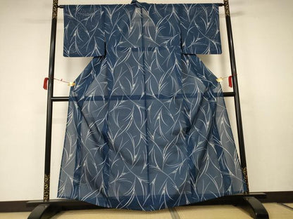 平和屋着物＊夏物 小紋 絽 草葉文 洗える着物 AABC3418jd