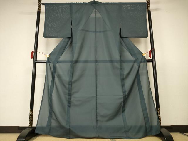 平和屋着物＊夏物 色無地 絽 錆鉄御納戸色 洗える着物 AABC3419jd