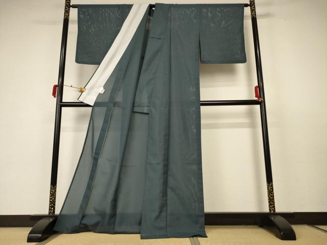 平和屋着物＊夏物 色無地 絽 錆鉄御納戸色 洗える着物 AABC3419jd