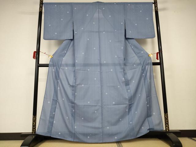 平和屋着物＊夏物 小紋 絽 舞花文 洗える着物 AABC3420jd