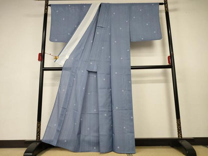 平和屋着物＊夏物 小紋 絽 舞花文 洗える着物 AABC3420jd