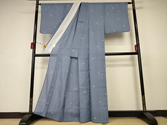 平和屋着物＊夏物 小紋 絽 舞花文 洗える着物 AABC3420jd